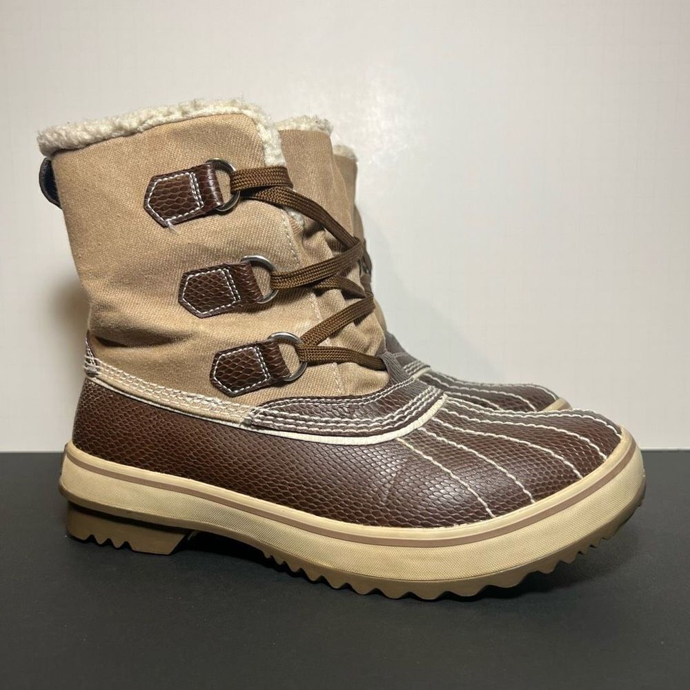 Womens SKECHERS Outdoor Faux Fur Lined Snakeskin Print Boots / Size 8